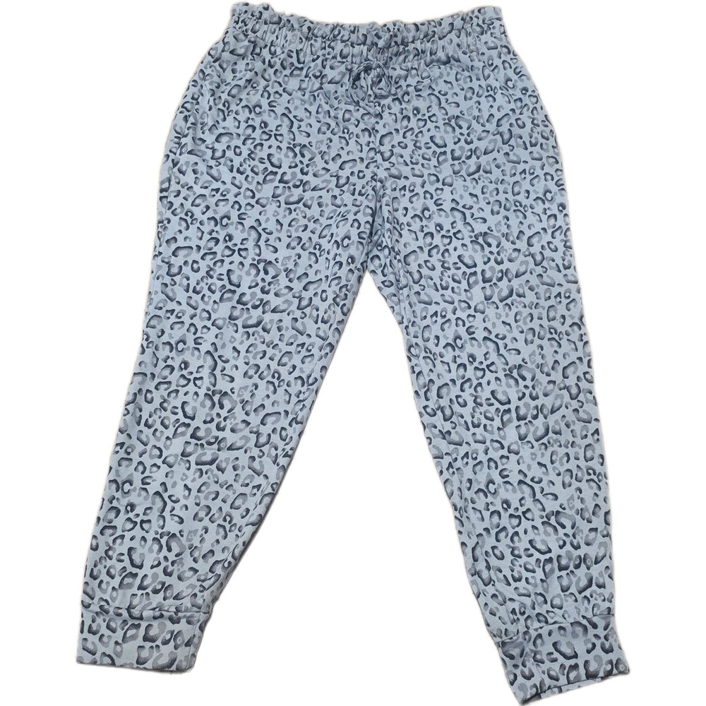 Steve Madden Grey Leopard Print Joggers Lounge Pants Large Cuffed